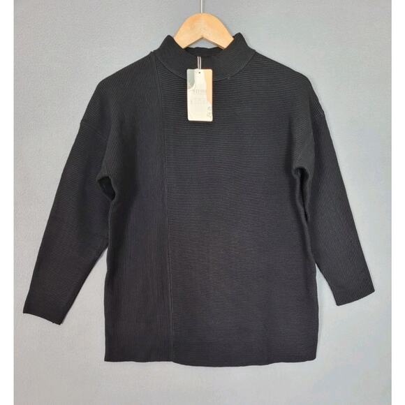 BTFBM Womens Long Sleeve Mock Neck Sweater Ribbed Knit Casual Sweater Small - Picture 1 of 8
